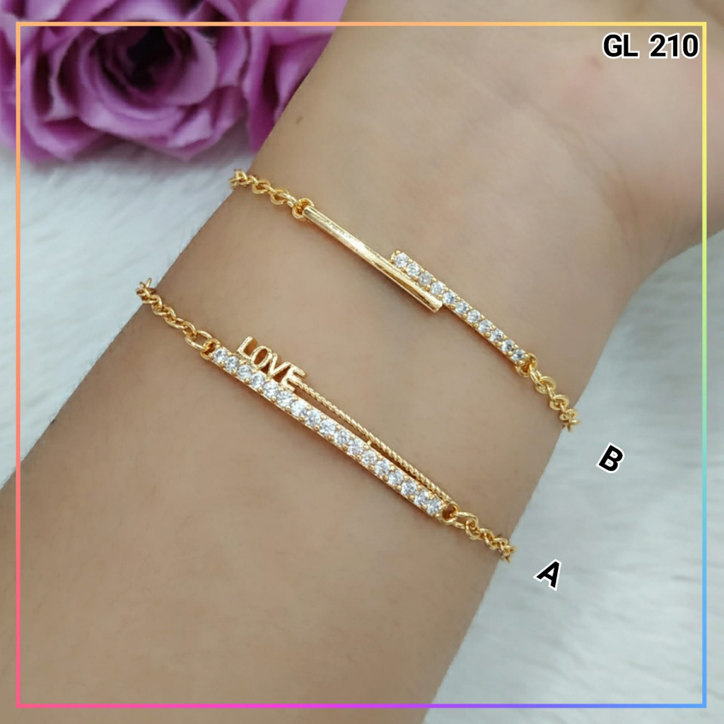 Gelang xuping gelang dewasa rantai permata love perhiasan wanita murah lapis emas gold GL 210