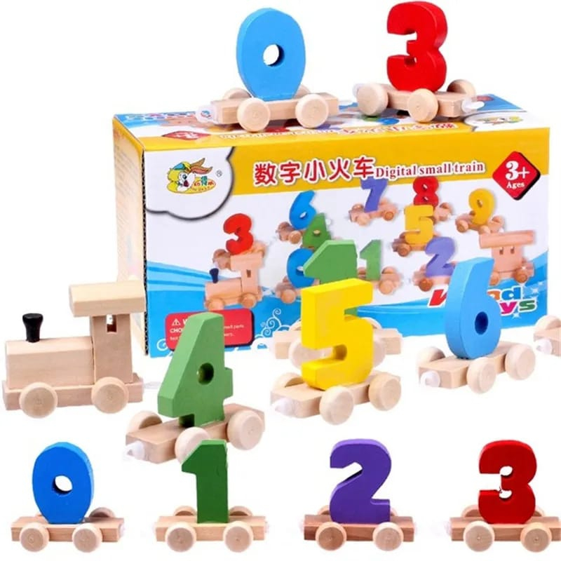 Wooden Train 123 Puzzle Angka Mainan Kereta Kayu Mainan Balita Wooden Toys Mainan Kayu kereta Anak Puzzle Kayu Puzzle Anak 246-12