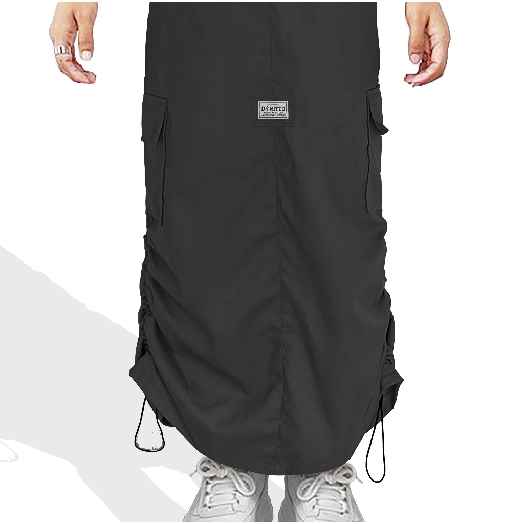 Dritto Cargo Skirt - Rok Cargo Wanita - Hitam