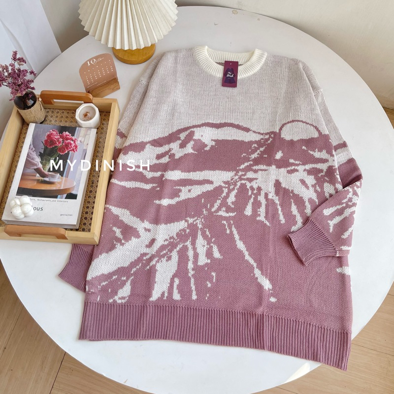 Loona Oversize Sweater Rajut Wanita Motif