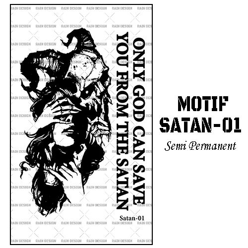 RAINDESIGN-Stiker tato anti air Seri Satan-01 / Tato temporer semi permanent Fruit Ink / Tato stiker