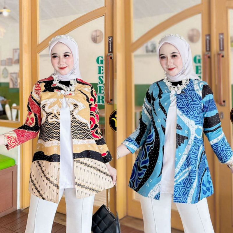 ATASAN BATIK WANITA MODERN BAJU BATIK KANTOR WANITA BATIK NEW BLUS SERAGAMAN