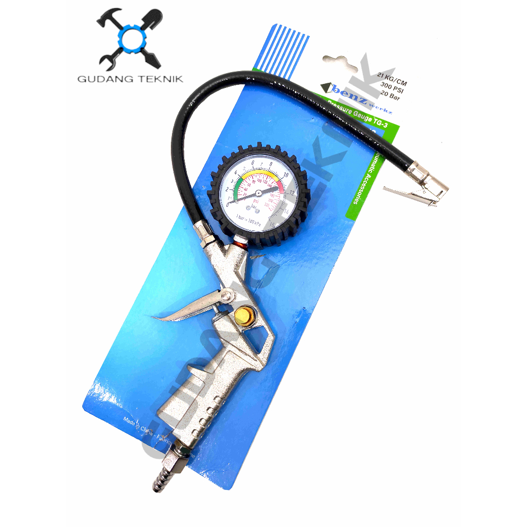 Tire Pressure Gauge TG3 BZ7913 BENZ / Alat Isi Angin Pengukur Ukur Tekanan Ban BZ 7913 - Tire Inflator Gun TP3 BZ-7913 BENZ