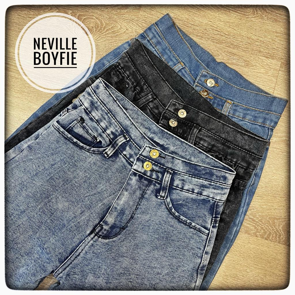 TRIVELA - JEANS HIGHWAIST DOUBLE BUTTON l JEANS BOYFRIEND KANCING 2 l NEVILLE