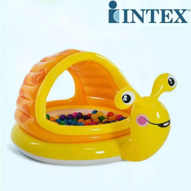 Kolam 145cm 57124 Intex Lazy Snail Shade Baby Pool bawah gelembung