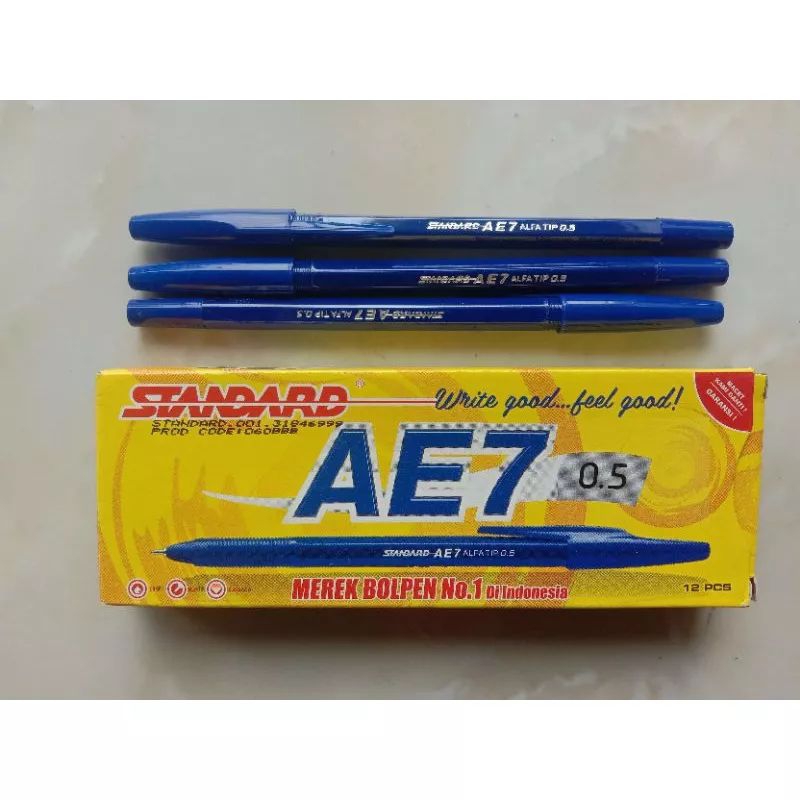 

Bolpoin Standard AE7 0,5mm Warna Hitam Biru dan Merah (3 pcs) Murah