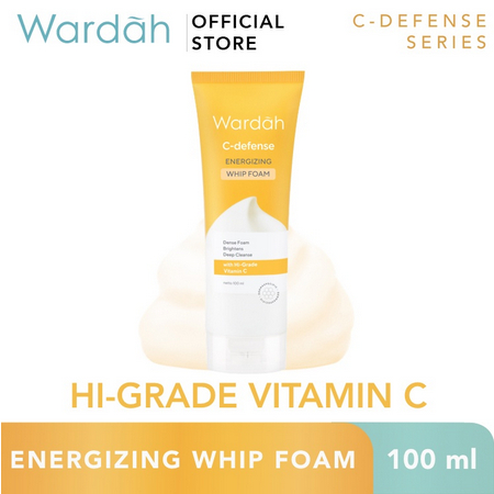 AURORA - Wardah C-Defense Energizing Whip Foam - Pembersih Wajah dengan HiGrade Vitamin C - Sabun Cuci Muka Untuk Mencerahkan