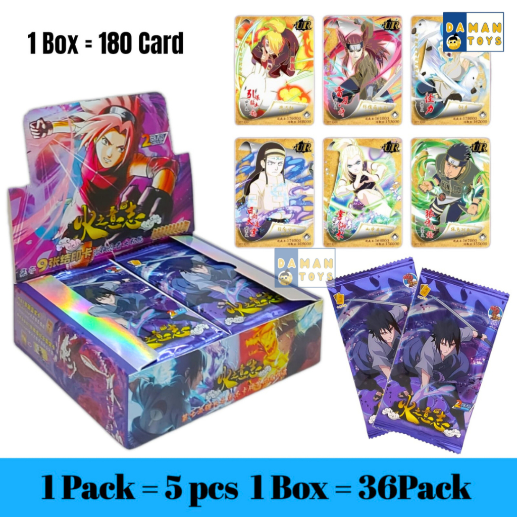 180 Pcs Kartu Anime Naruto Baruto 1 Box Grosir 36 Pack