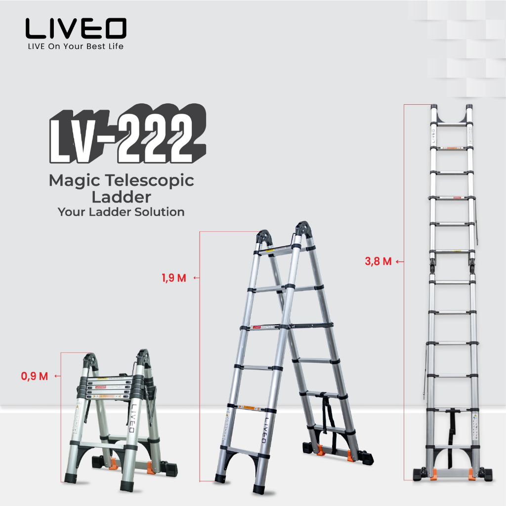 Tangga Double Magic Telescopic Liveo LV-222 / Tangga Lipat Alumunium Teleskopik Ganda