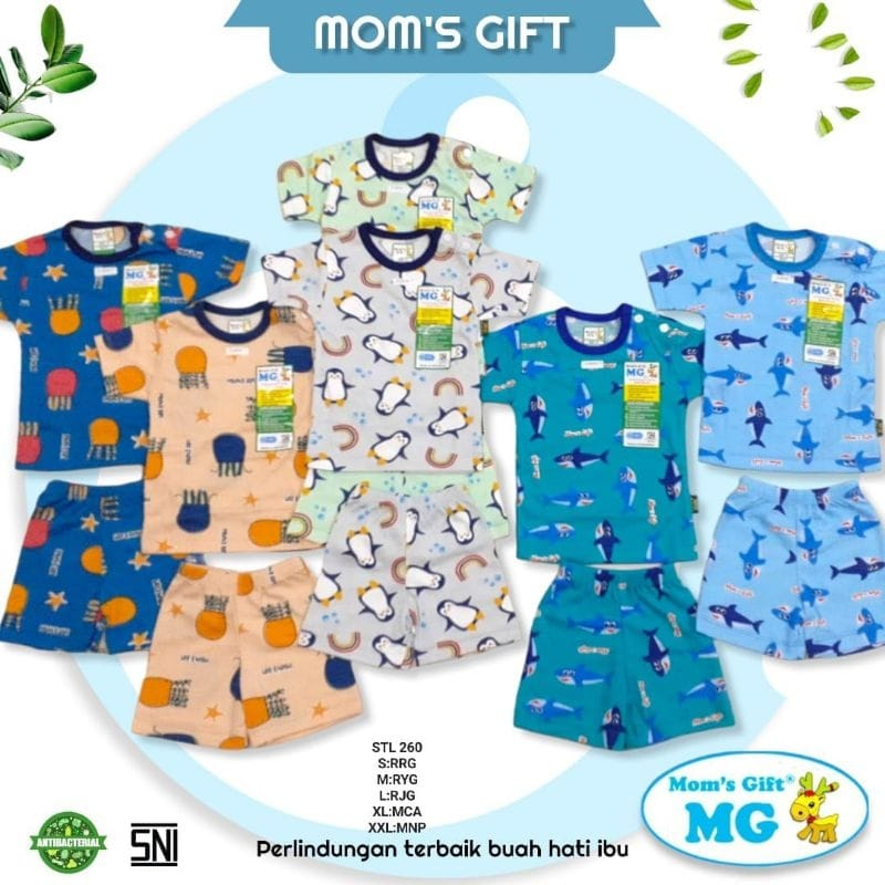 Setelan Baju Bayi Oblong Pendek Moms Gift Baju Pendek Celana Pendek Motif Baloon Seaworld SML XL 4 Bulan - 4 Tahun