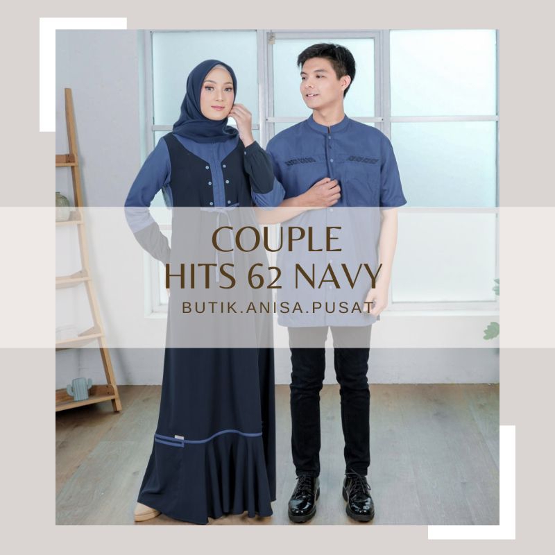 Baju Couple Seply 2023 Hits 62 Navy (Gamis Meyra 100, Koko Kaseo 185)