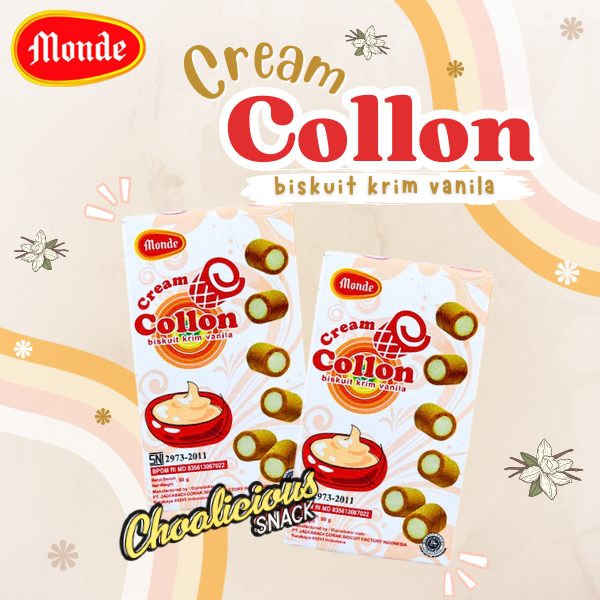 

MONDE Collon Biskuit Krim Vanila/Strawberry/Cokelat @50 gram