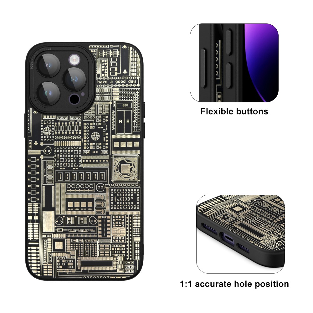 Circuit Board Pattern Phone Case For Iphone 14+ Plus 13 12 11 Pro Max Series Sense Of Technology Design