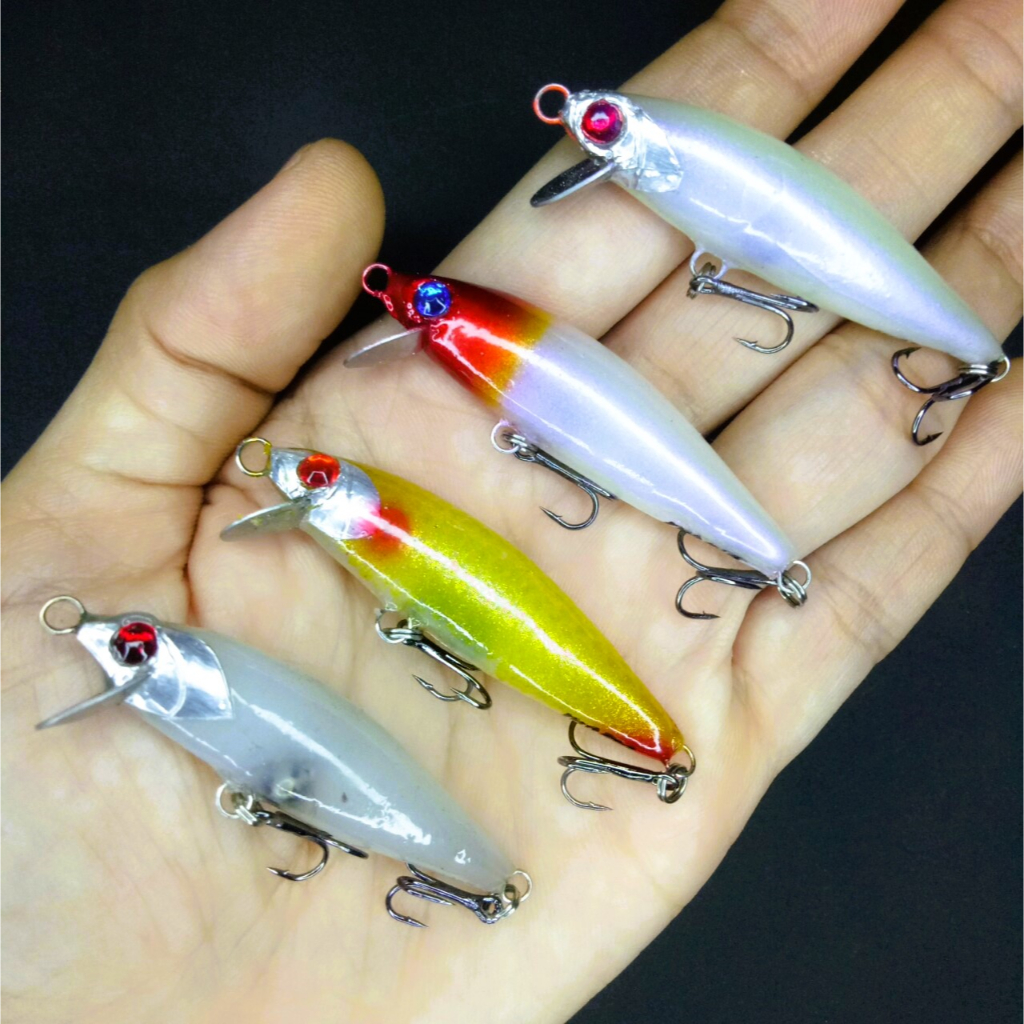 Minnow 5 cm Umpan Pancing Casting Hampala Gabus Kerapu Baby GT Mafia Water Handmade Lure Termasuk Tr