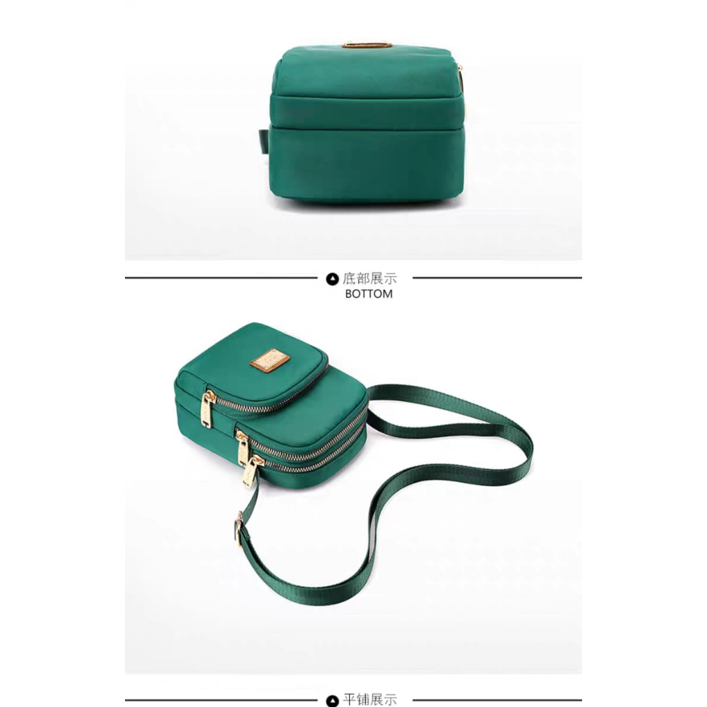 (PINK_IMP)     New Jielshi Import Tas Fashion Wanita. 12x18 Selempang Ada 3 zipper Ready 8 Warna