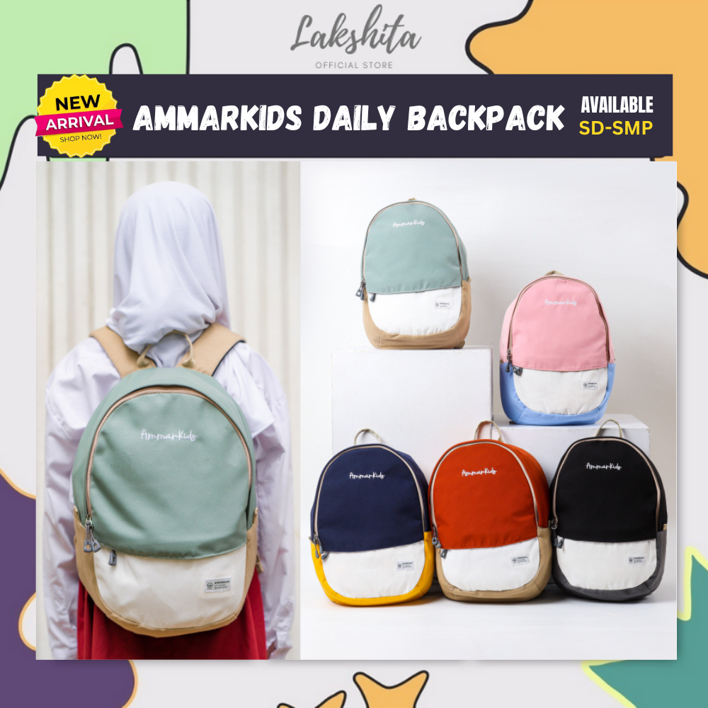 AMMARKIDS Tas Gendong Sekolah Anak Perempuan dan Laki Laki SD SMP Ransel Daily Backpack 2 In 1 Model Terbaru Kualitas Prmium Terbaik Motif Lucu Warna Hitam Navy Pink Hijau Tosca Merah Bisa COD