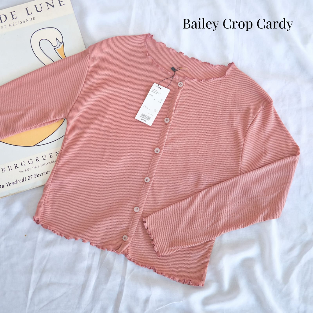 Cardigan Rajut Crop Pastelly - Bailey Curly Crop Top Korean