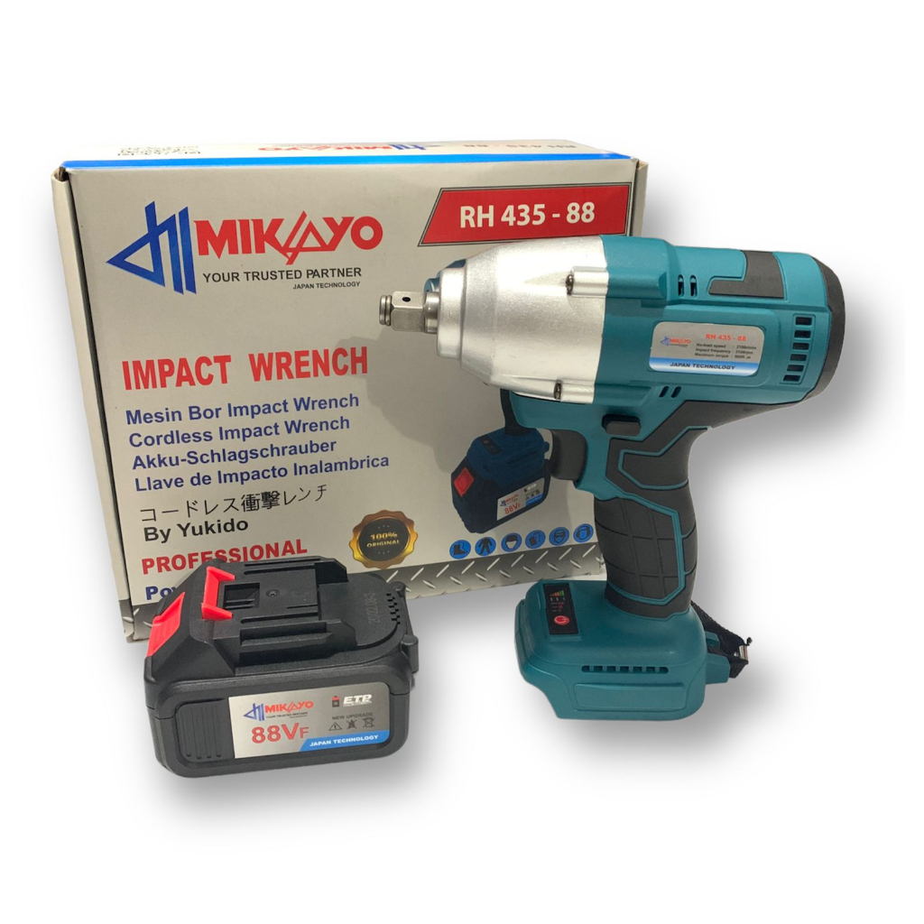 Promo !!!! Mesin Bor Impact Wrench Baterai Kunci Shock Pas 88V MIKAYO 600 Nm Terbaik