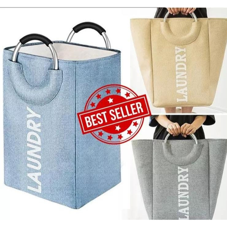 PXTON - LAUNDRY BAG / KERANJANG CUCIAN BAJU KOTOR DENGAN GAGANG ALUMUNIUM / Tas laundry / Keranjang 