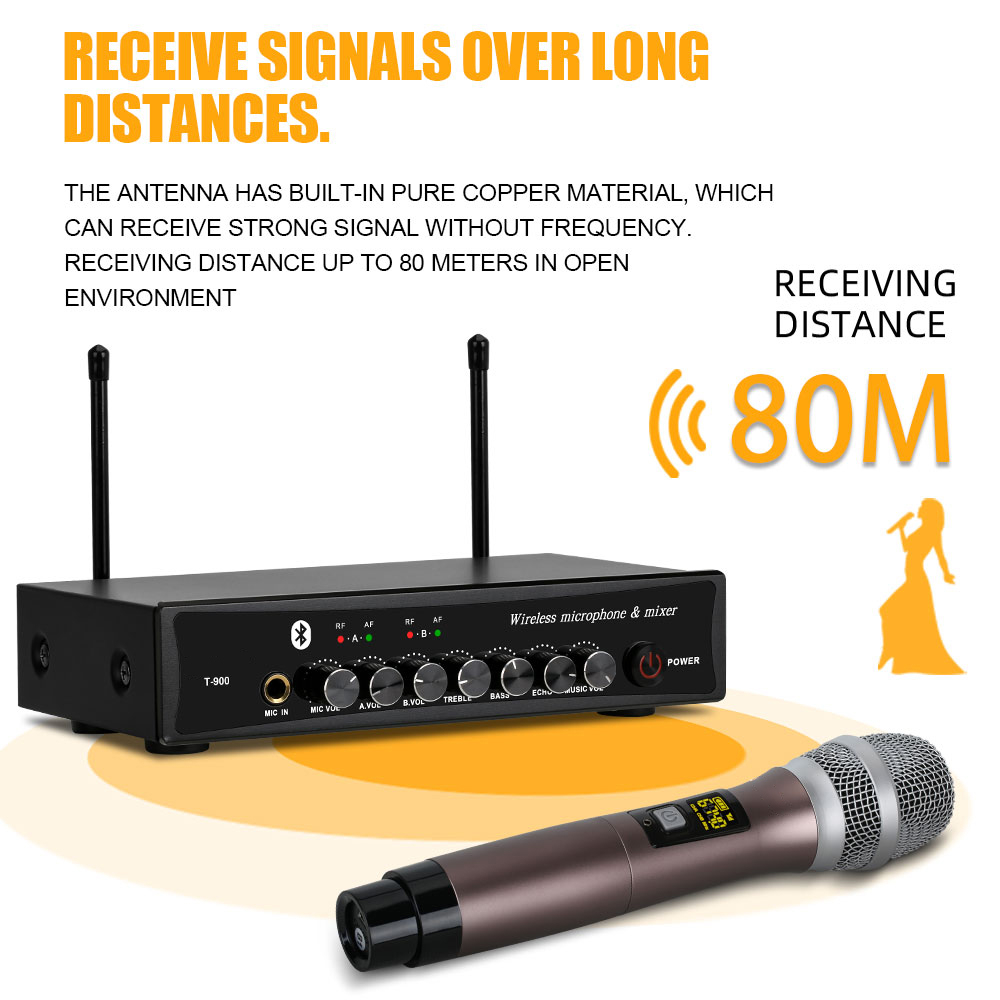 Mikrofon nirkabel T900 satu derekdua mixer efek preamp preamp built-inBluetooth dengan ekualisasi lagu K rumahpenggunaan di luar ruangan