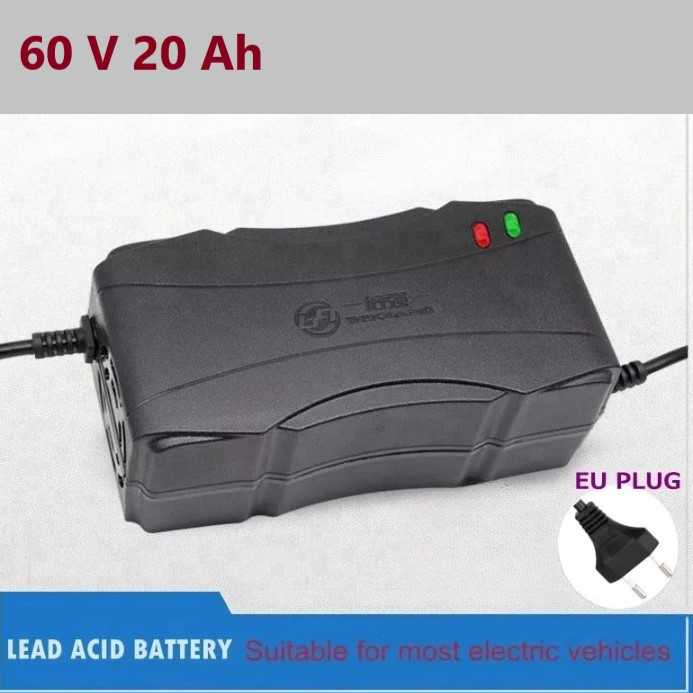 Charger Aki Sepeda Listrik Lead-Acid Battery EU Plug 60V 20Ah Carger Isi Daya Baterai Sepedah Listrik Berkualitas