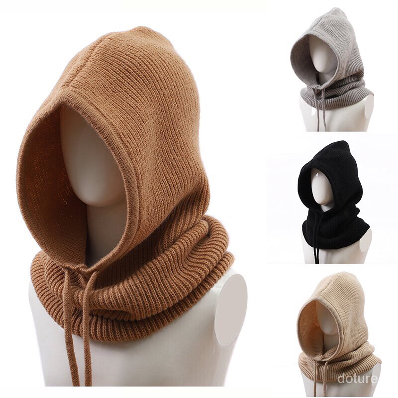 Unisex Adjustable Elastic Balaclava Cap Warm Ring Scarf Beanie Hat For Women Men Windproof Hooded Ne