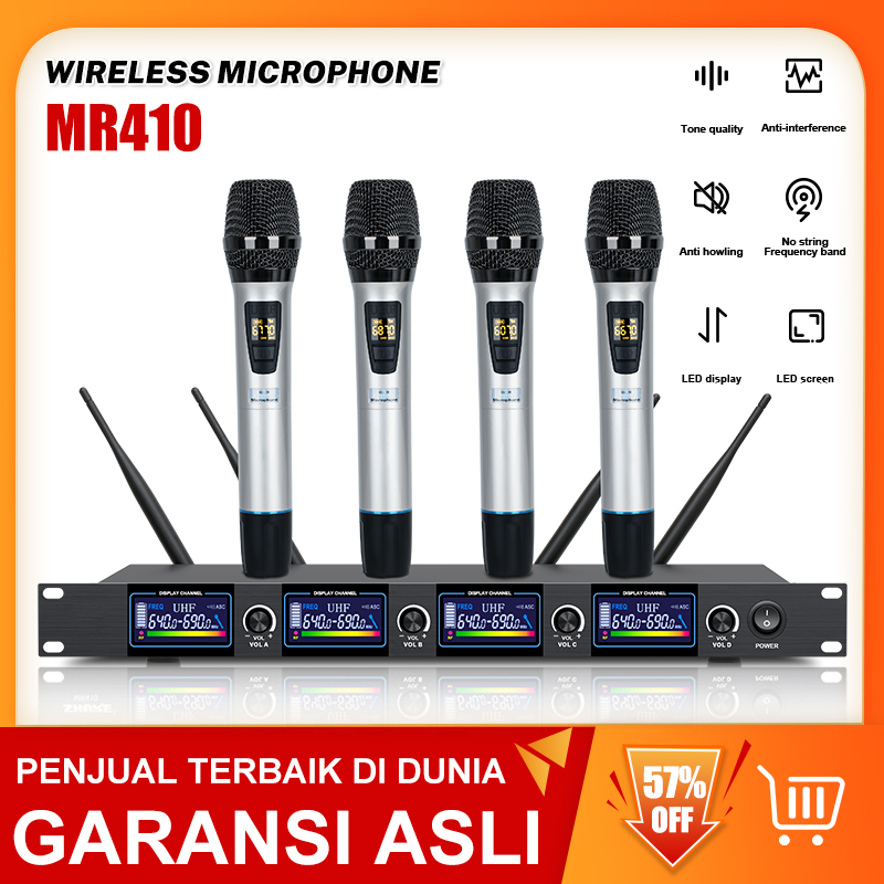 NEW BAXS Mikrofon genggam nirkabel MR410 asli satu derek dua UHF yangdapat disetel untuk nyanyian keluarga,karaoke, acara besar, siaran langsung.mikrofon berkualitas tinggi yang disukai