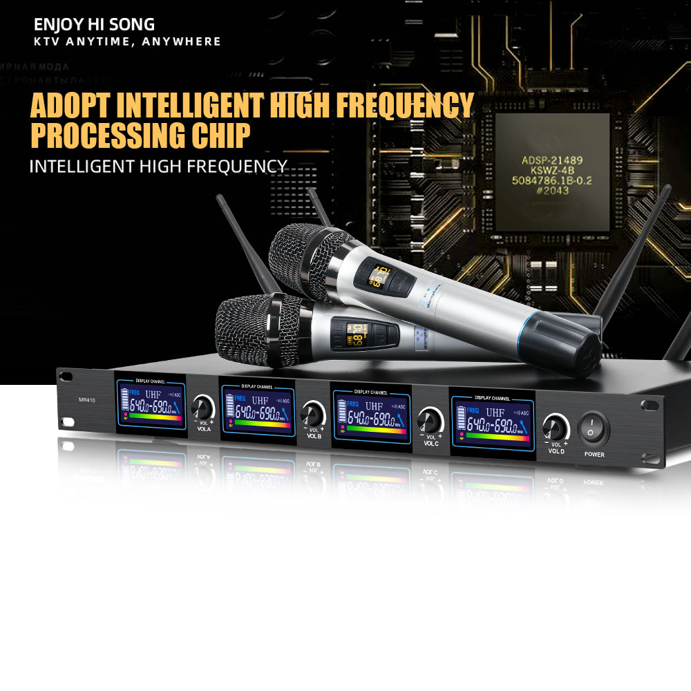 NEW BAXS Mikrofon genggam nirkabel MR410 asli satu derek dua UHF yangdapat disetel untuk nyanyian keluarga,karaoke, acara besar, siaran langsung.mikrofon berkualitas tinggi yang disukai