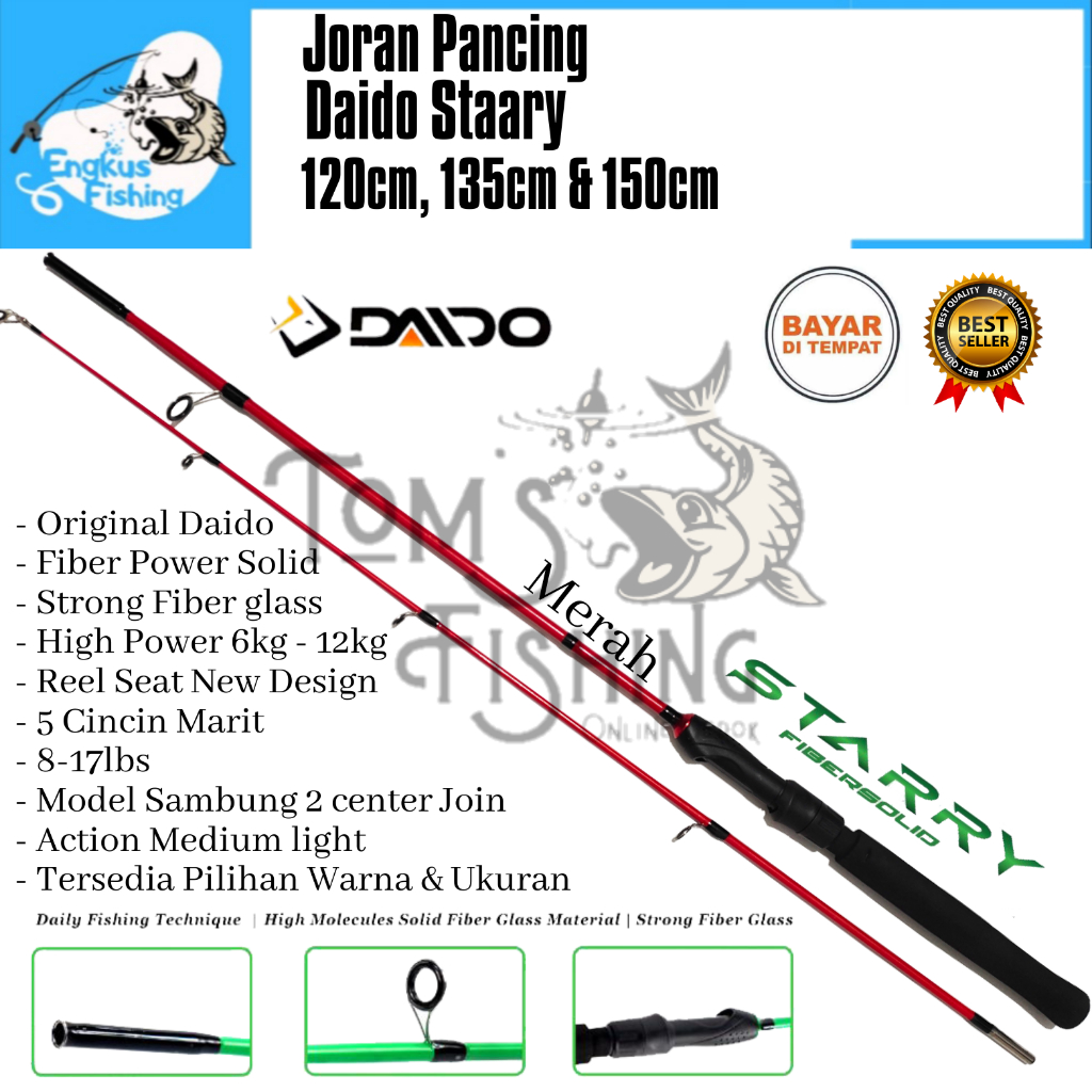 Joran Pancing Daido Staary 120cm - 150cm (7-18lbs) Fiber Solid High 12kg Murah - Engkus Fishing