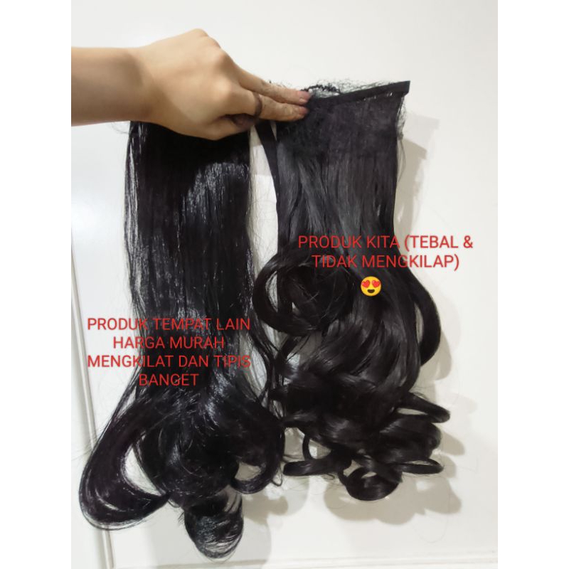 TALI PITA PONYTAIL KERITING MEDIUM TEBAL &amp; TIDAK MENGKILAP DIJAMIN / IKAT RAMBUT EKOR KUDA RAMBUT PALSU / KUNCIRAN RAMBUT / TALI PONYTAIL RAMBUT SINTETIS / HAIRCLIP / WIG / FAKE HAIR / HAIRCLIP/ TIE PONYTAIL CURLY KERITING/IKAT RAMBUT PALSU