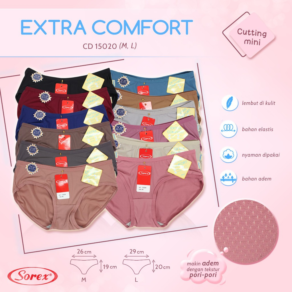 CD Sorex Basic Extra Comfort Cutting Mini | Celana Dalam Wanita Pori Pori 15020 15021