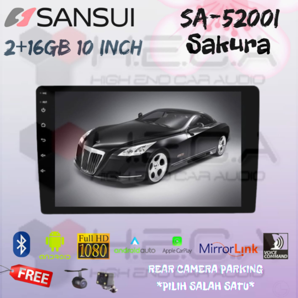 SANSUI Sakura 2/16 GB Android 10 Inch SA-5200I Head Unit Tape + Camera