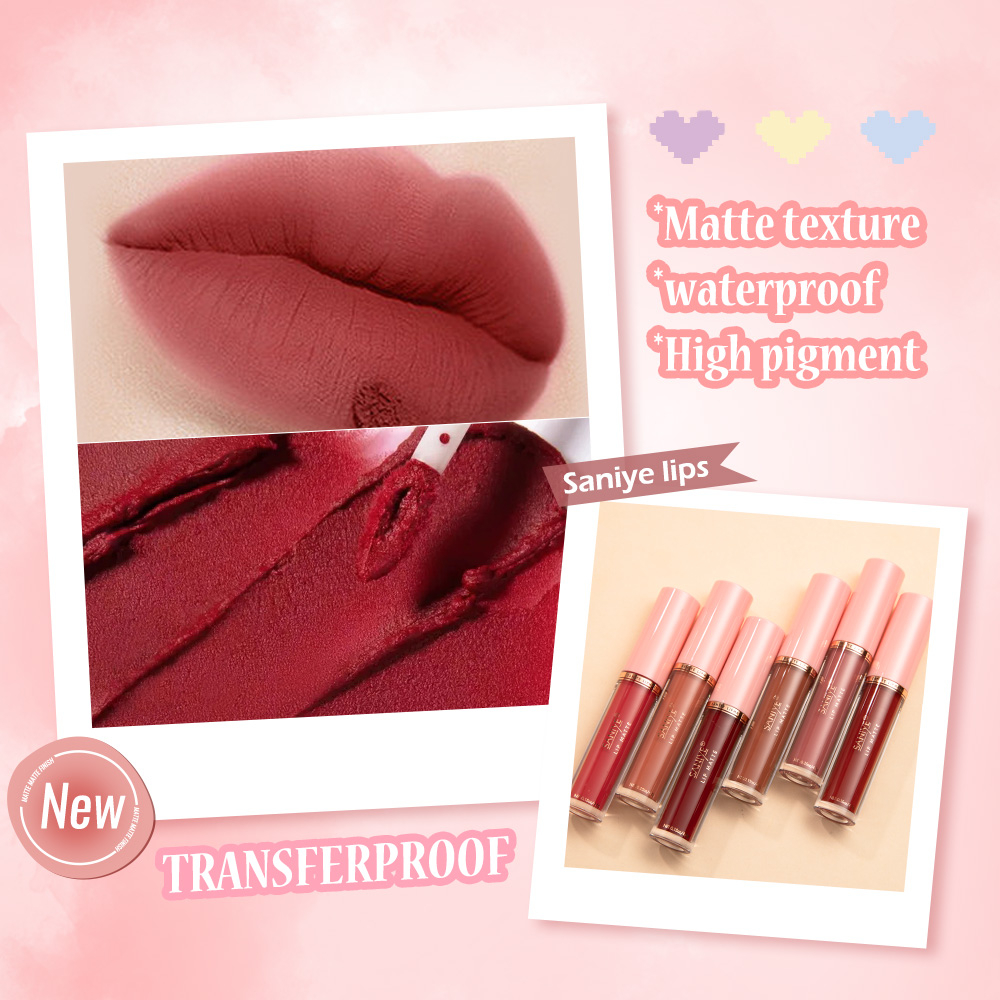 SANIYE 9 Warna Velvet Lip Gloss Cream Matte Transferproof L1180