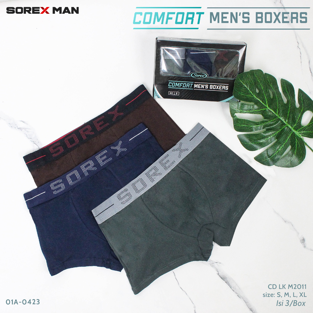 CD Sorex Comfort Men’s Boxer LK M 2011 | Celana Dalam Pria Boxer Katun Super Soft 1 Box Isi 3