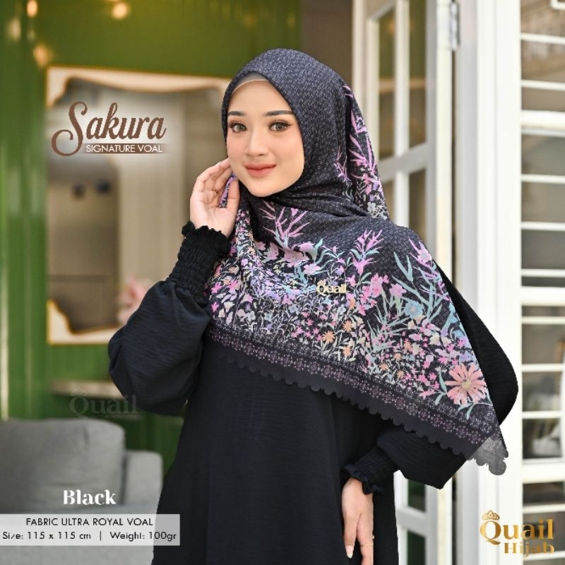 Jilbab Segi Empat Premium Voal SAKURA SERIES Original Quail Hijab