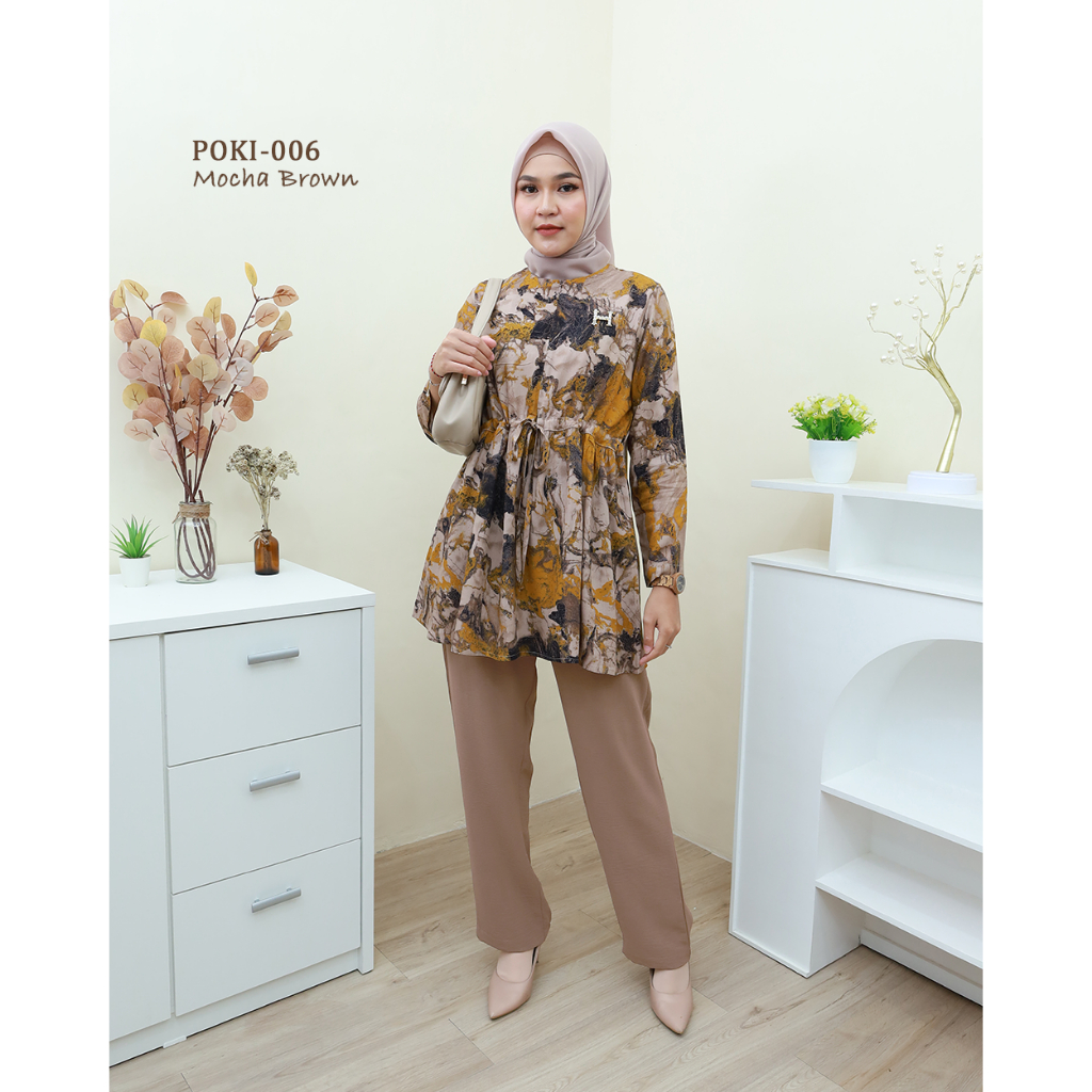 One Set POKI  Free Cepol ( Ikat Rambut Kain )- Setelan terbaru by Hijab Mamah icis Sku 2