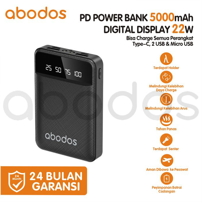 Abodos Power Bank 5000mAh Terdapat Holder Phone