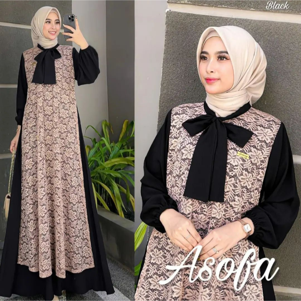 Import Asofa Dress Gamis brukat mewah Baju kondangn gamis terbaru 2024 gamis lebaran kekiian bahan crinkle