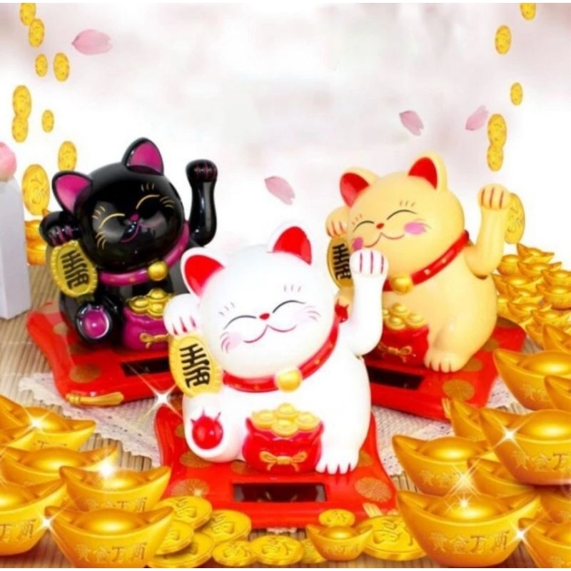 PAJANGAN KUCING SOLAR KUCING HOKI KUCING REJEKI LUCKY CAT TENAGA SURYA SOLAR