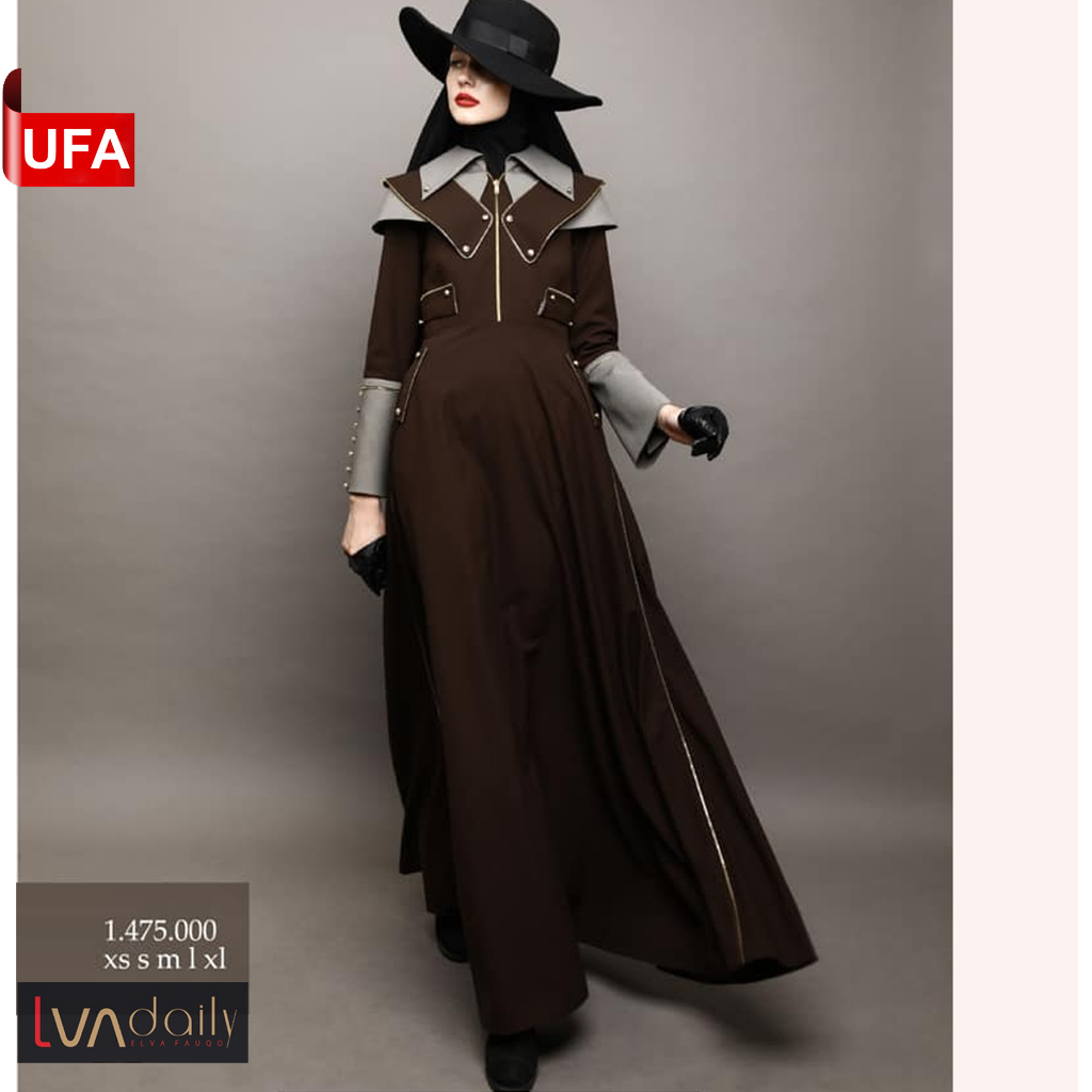 LVA DAILY Geraldine - Dark brown mix grey - Dress simpel elegan