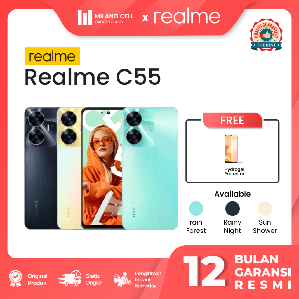 Reame c55 6/128GB | 8/256GB | MediaTek Helio G88 | Android 13, realme UI 4.0 | Garansi Resmi