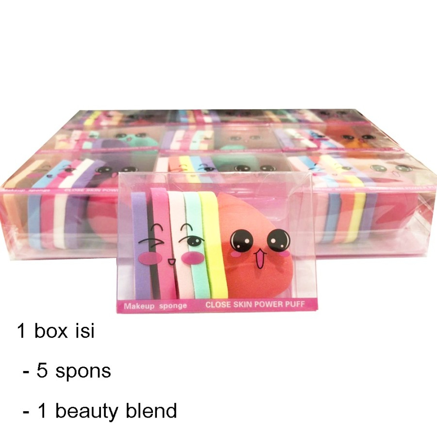 SPONS MAKE UP SET 6 PC BEAUTY BLENDER PUFF SPONGE AKSESORIS MAKE UP BOX MIKA