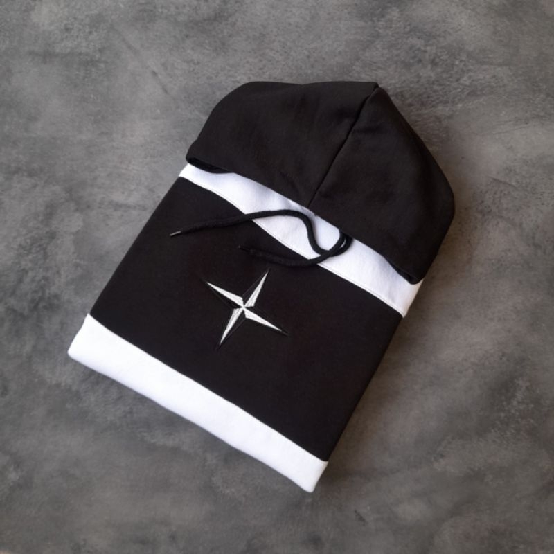 JAKET HOODIE SWEATER STONE ISLAND STRIP BIG LOGO HITAM FULLTAG &amp; LABEL
