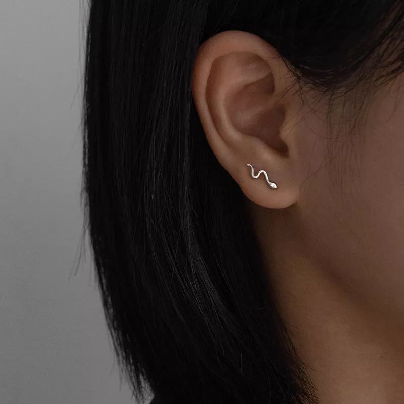 Satu Pasang Anting Tusuk Bentuk Ular / Anting Tusuk Unisex Ular Warna