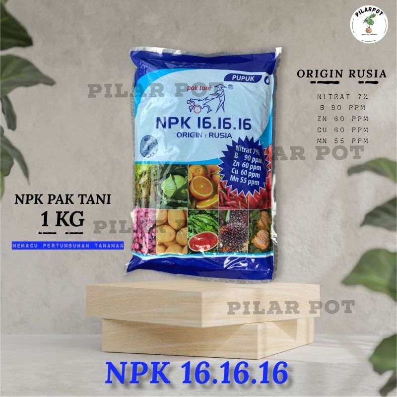 PUPUK PAK TANI NPK 16-16-16 BIRU ORIGIN RUSIA KEMASAN PABRIK 1 KG - NPK RUSIA