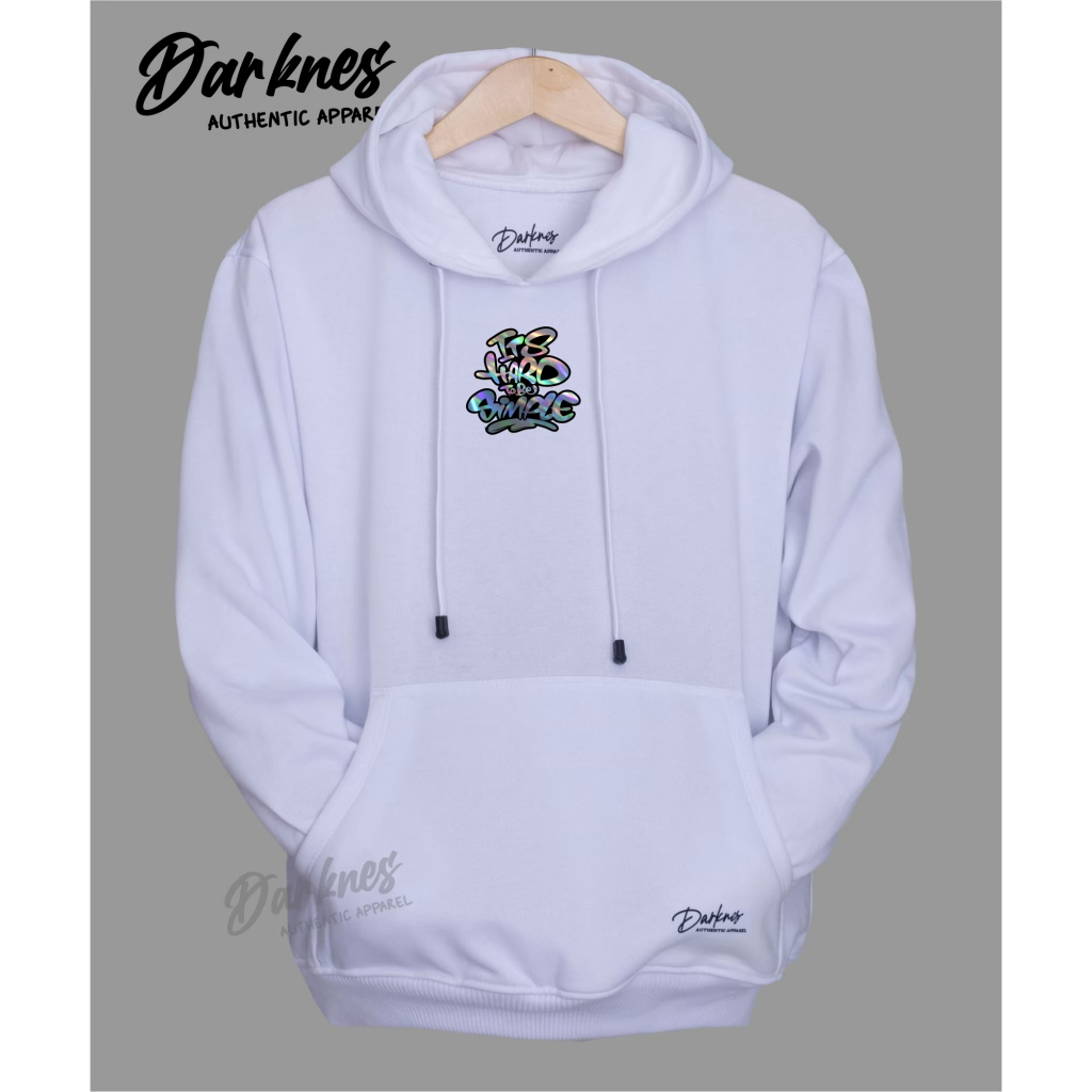 sweater hoodie pria premium brand darkness apparel warna putih sablon its hard hologram timbul bahan cotton flace bisa cod bayar ditempat suiter hodie unisex pria wanita style korean terbaru 2023