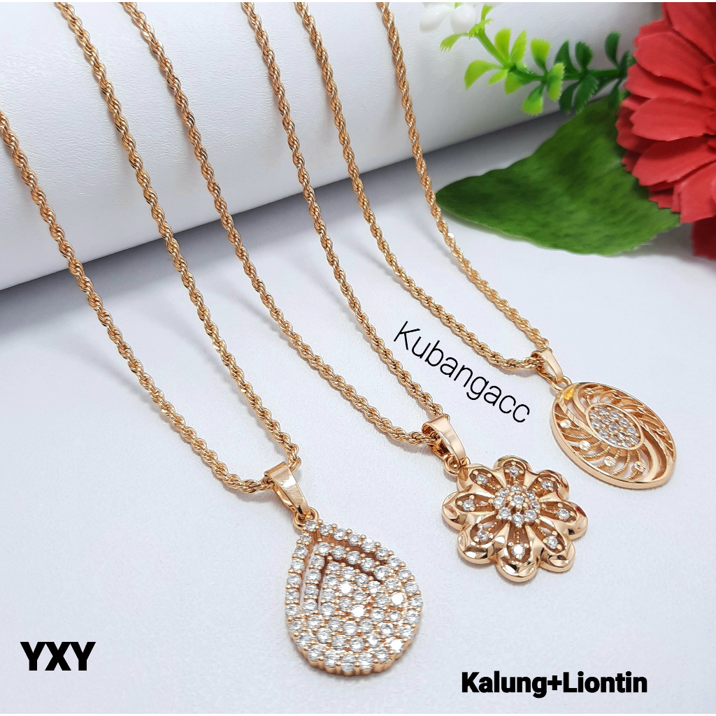 Kubangacc Kalung Gold Model Tambang Liontin Kalung Wanita Lapis Emas Kalung Yaxiya Cantik
