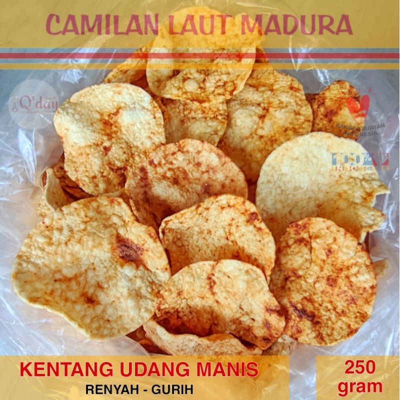 

KENTANG UDANG MANIS Gurih Renyah Siap Makan Camilan Laut Madura Asli Alami Oleh oleh Khas 250 gram Cemilan Keripik Kripik Berkualitas Murah Hemat Ekonomis Qday Classic Surabaya