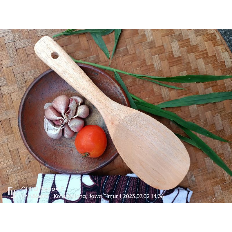 spatula kayu / sutil / sotel masak dan entong nasi kayu