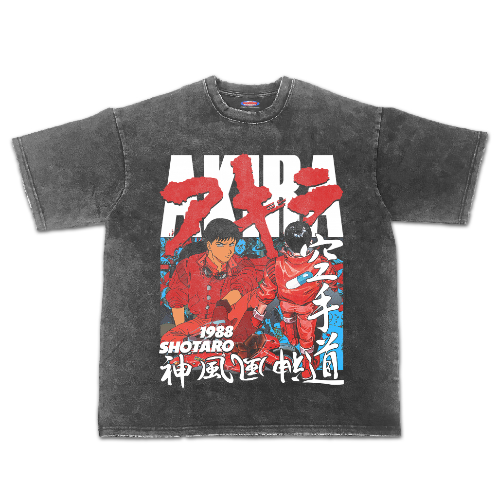 Kaos Film Akira Anime Oversize Stone Wash
